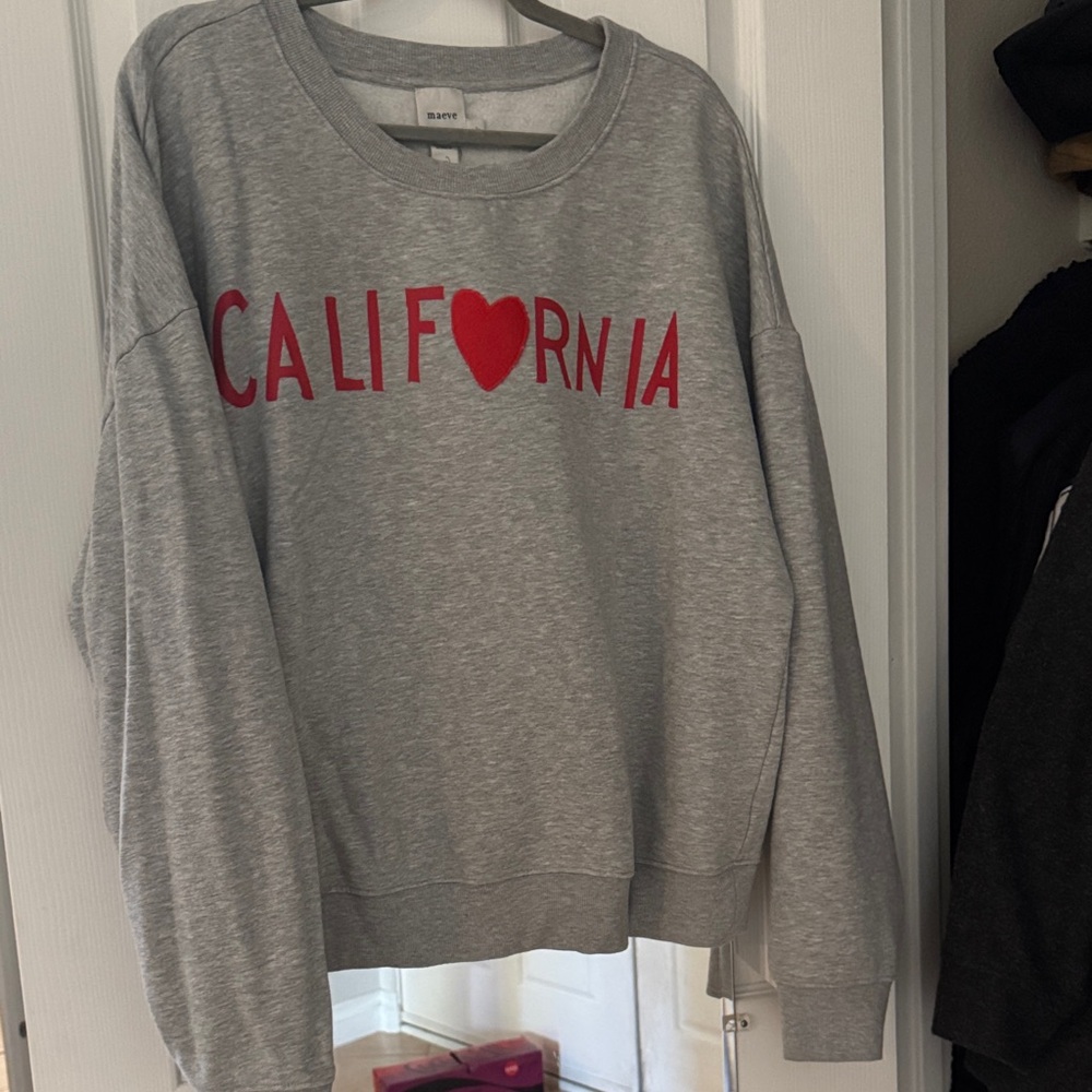 Anthropologie Gray Sweatshirt  with Red California Design